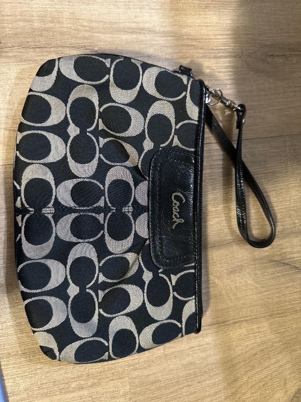 Coach black with grey wristlet